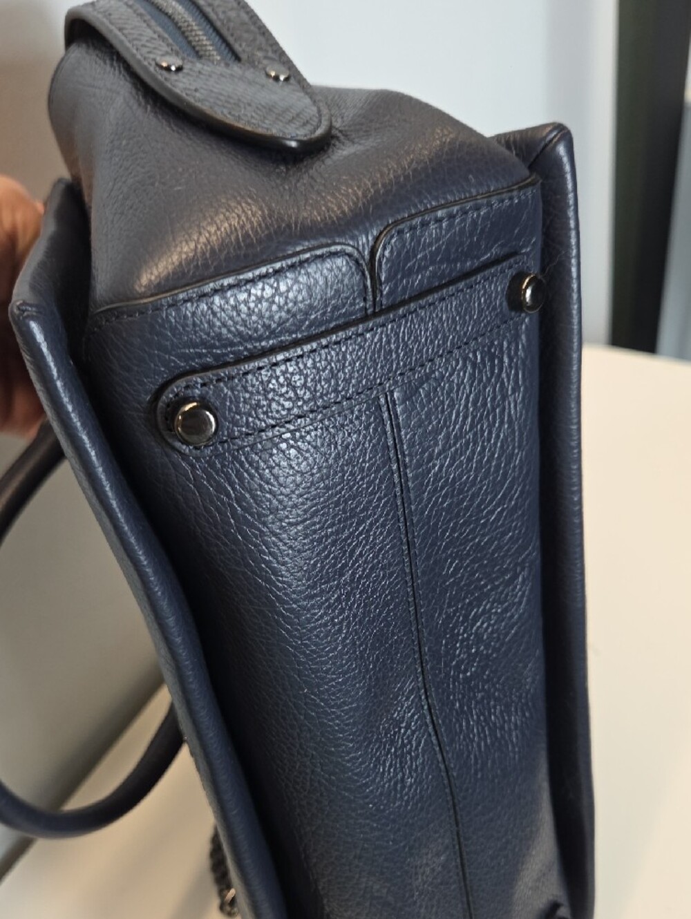 Coach Drew Satchel Pebbled Leather in Navy With Gun Metal Hardware - Picture 5 of 11